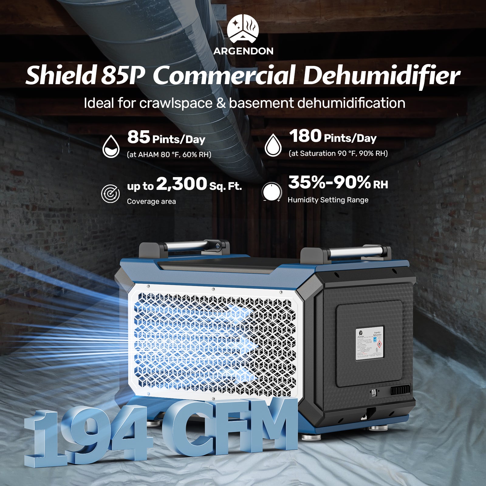 Argendon Shield 85P Commercial Dehumidifier