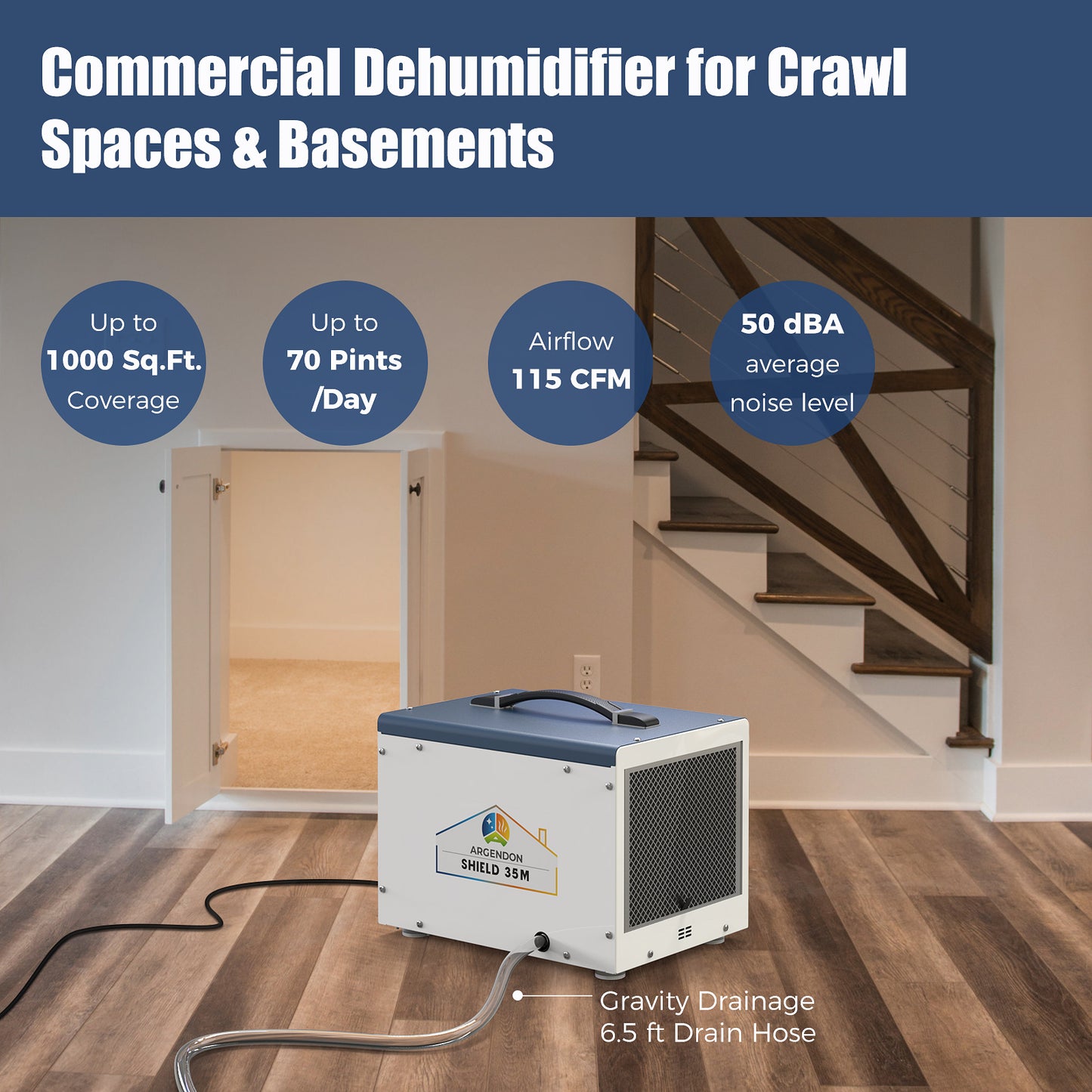 Argendon 70 Pints crawlspace dehumidifier | Shield 35M